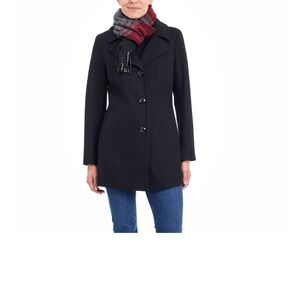 London Fog Women's Classic Black Pea Coat